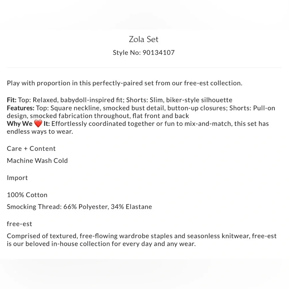 NWOT Free People S Zola 2 Piece Set Black Smocked New $88 retail - Picture 6 of 6